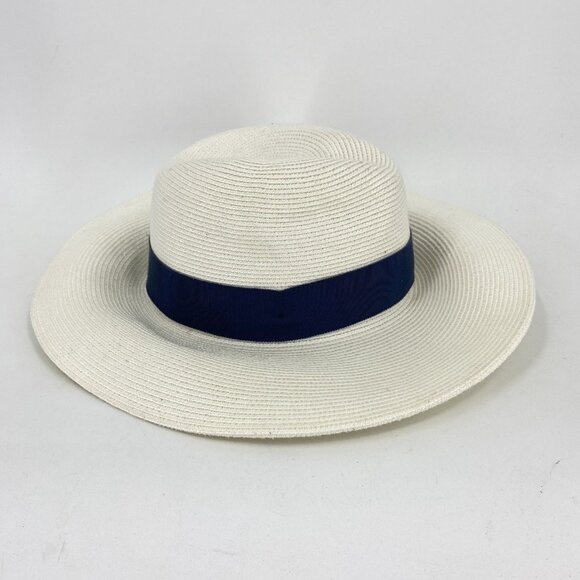 Gottex Triton Straw Sunhat White with Blue Band Adjustable Drawstring UPF 50+ - Picture 4 of 5